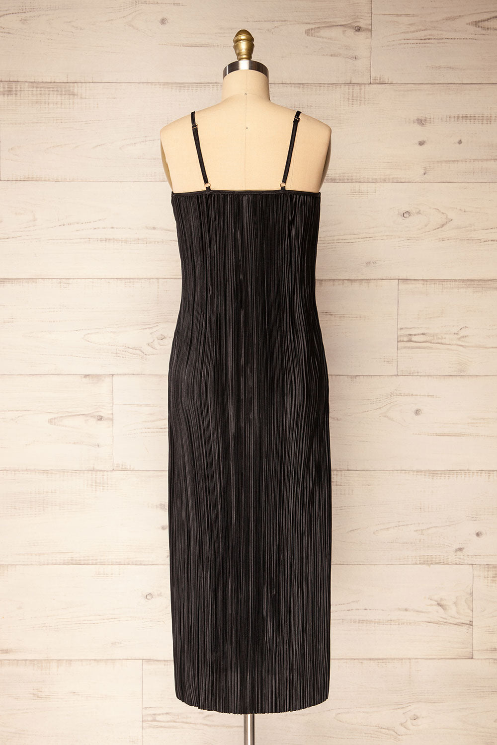 Cordoba Black Pleated Midi Dress | La petite garçonne back view