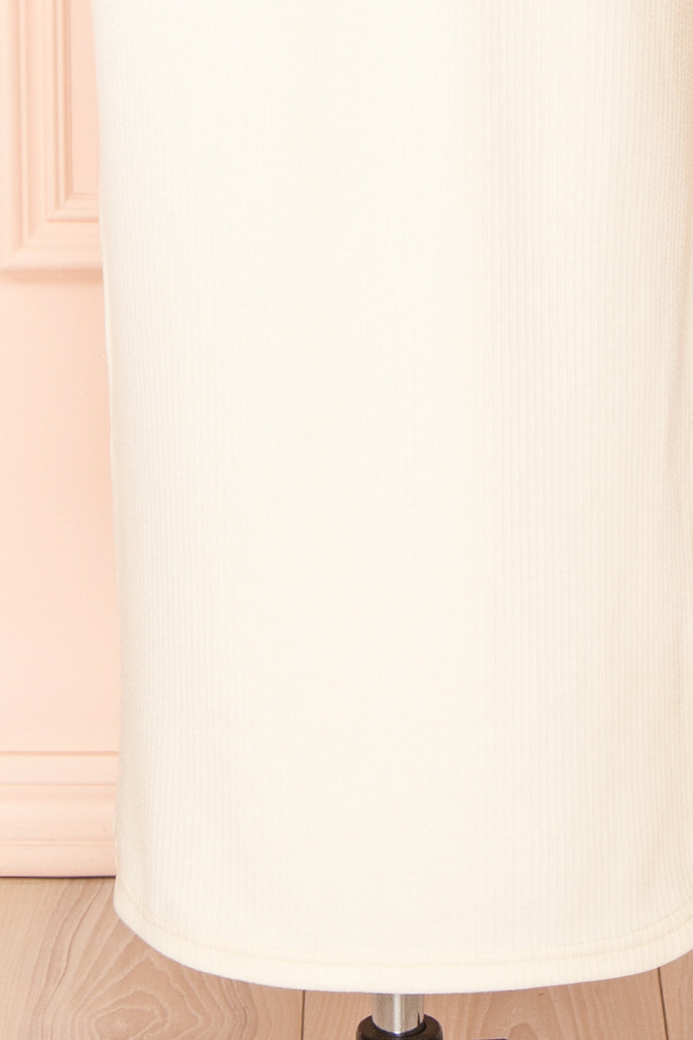 Corina Long Cream Fitted Sleeveless Knit Dress | Boutique 1861  bottom