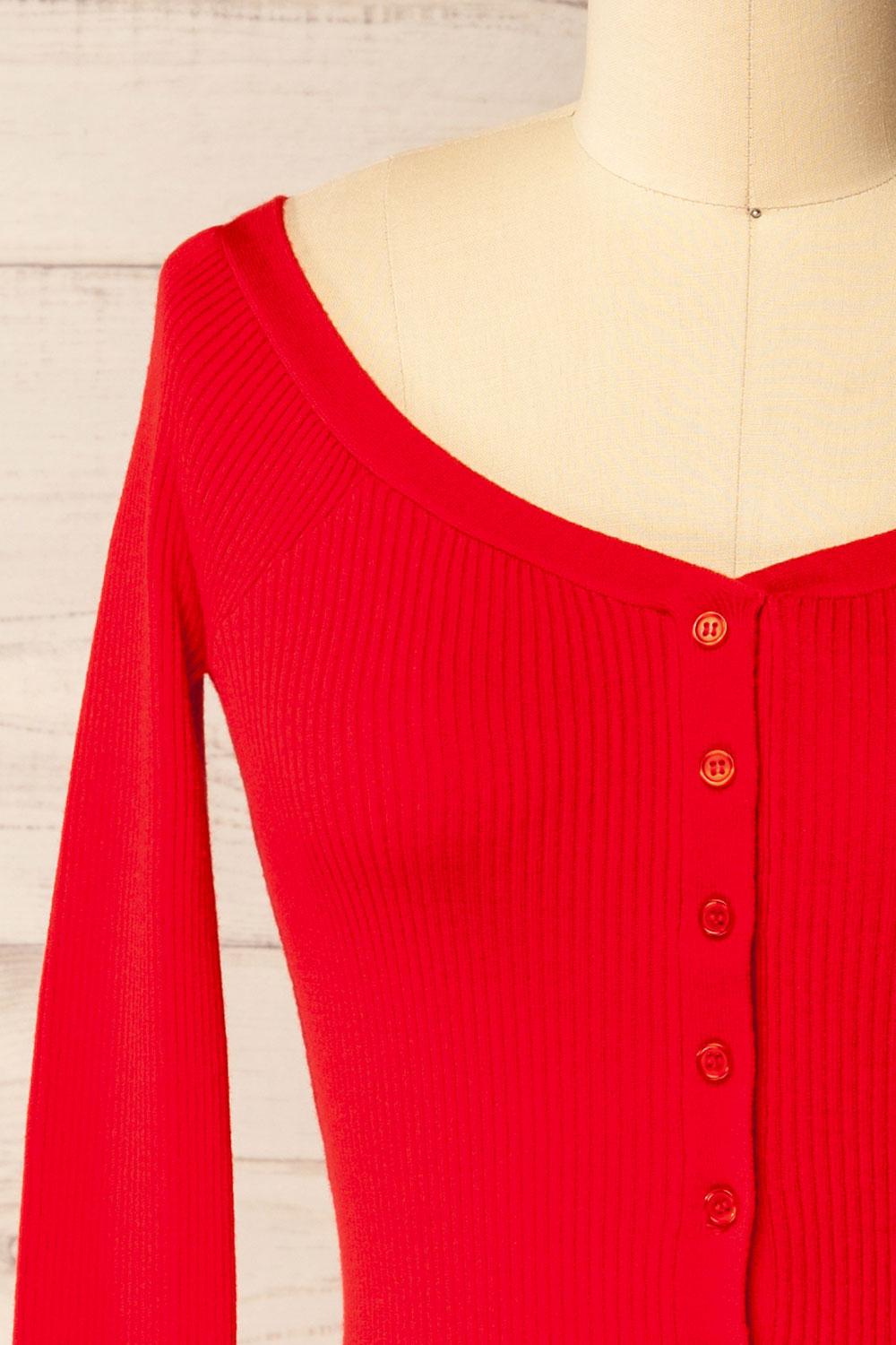Cork Red Ribbed Top | La petite garçonne front