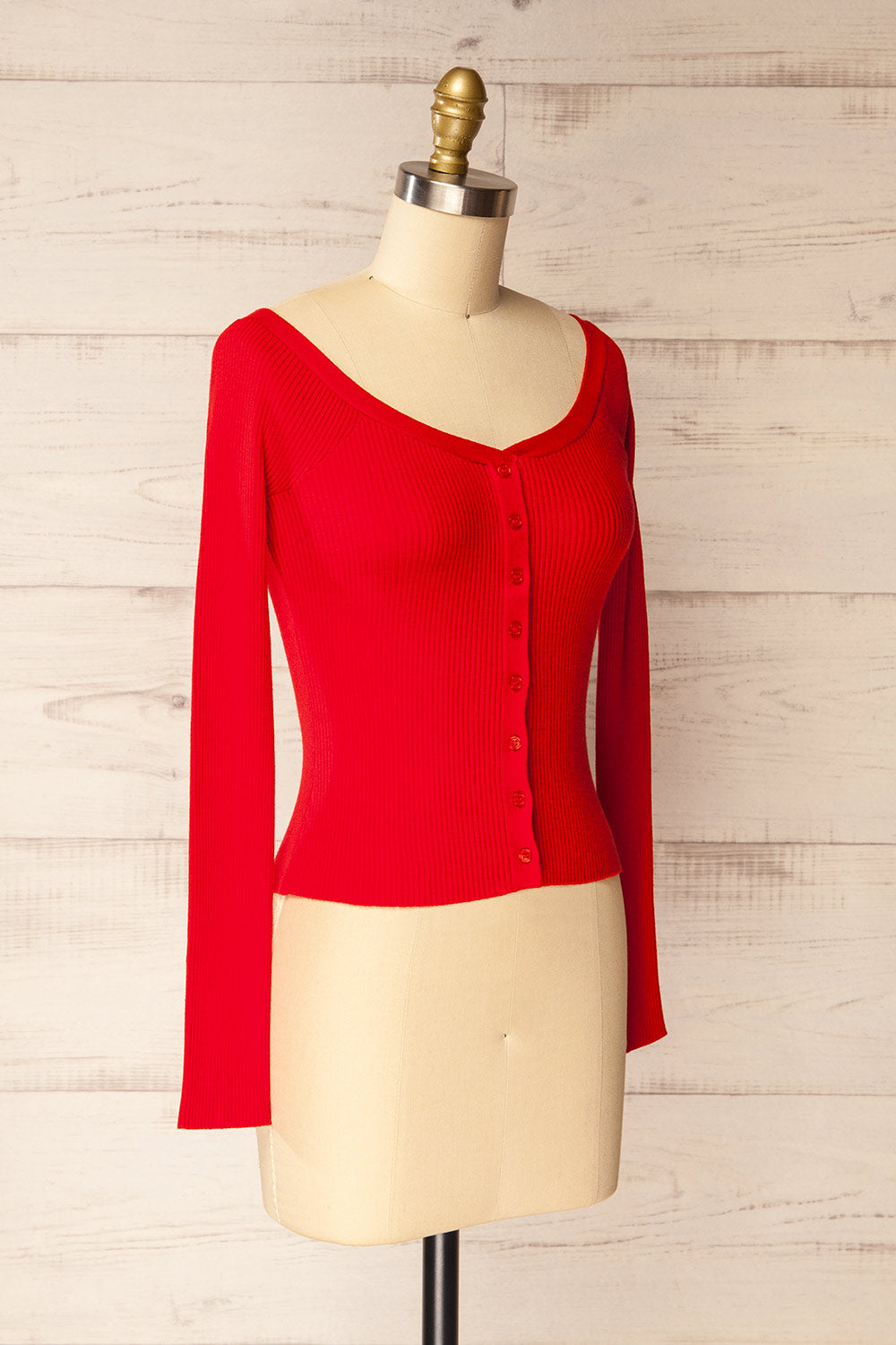 Cork Red Ribbed Top | La petite garçonne side view