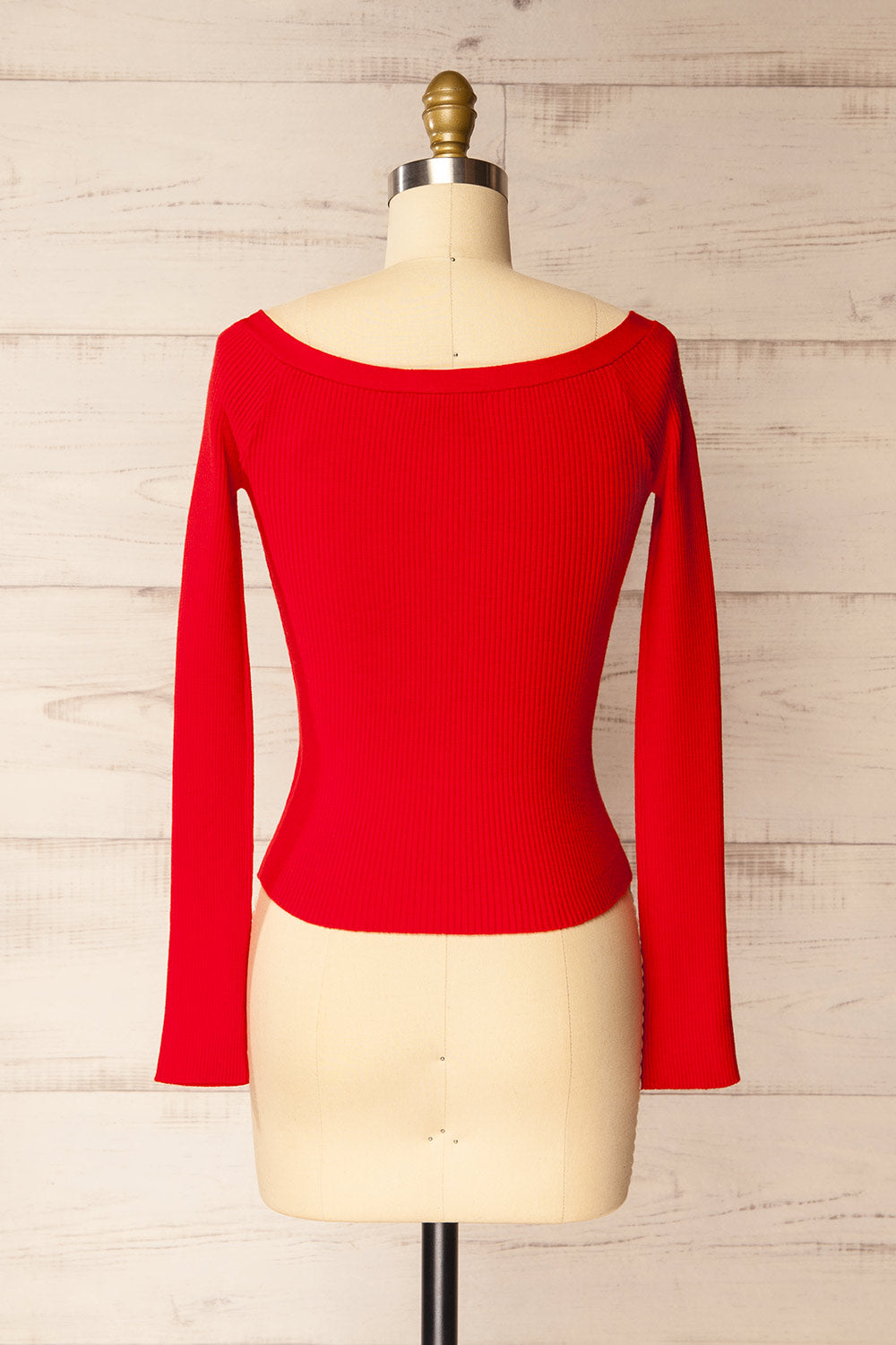 Cork Red Ribbed Top | La petite garçonne back view