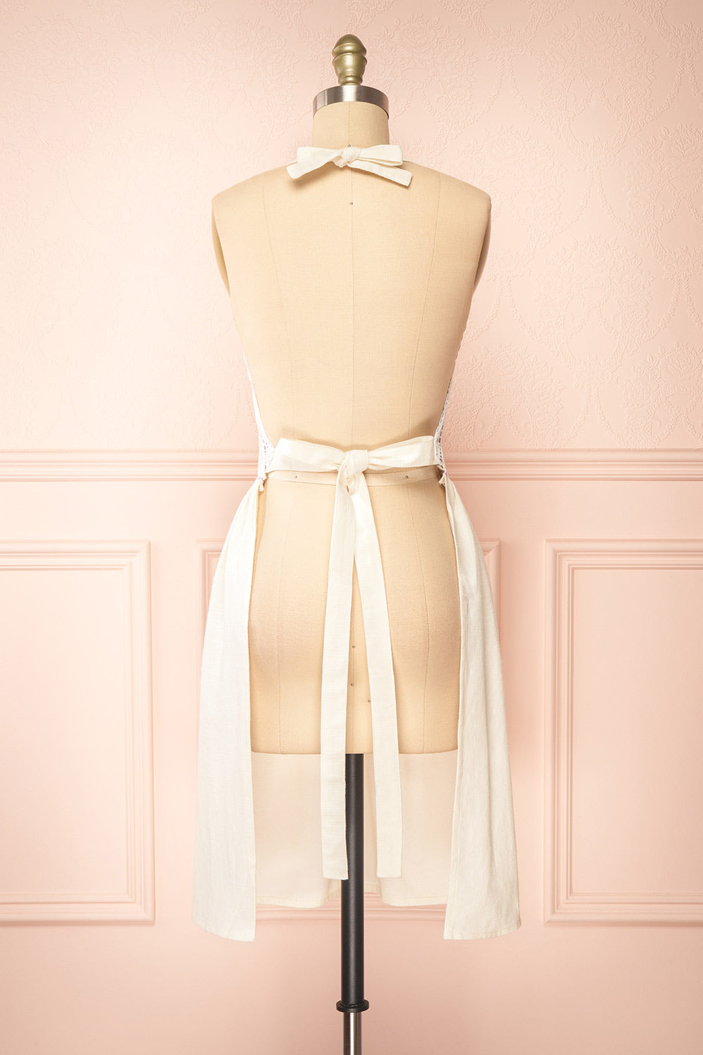 Cornwall White Apron with Embroidered Lavender | Boutique 1861 back view
