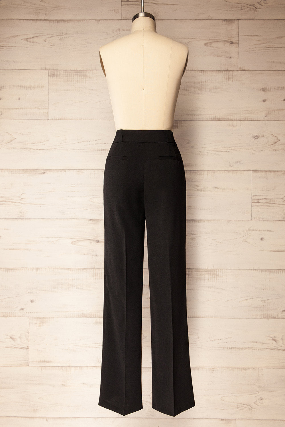 Cortona Black Straight-Leg Pants with Pleats | La petite garçonne back view