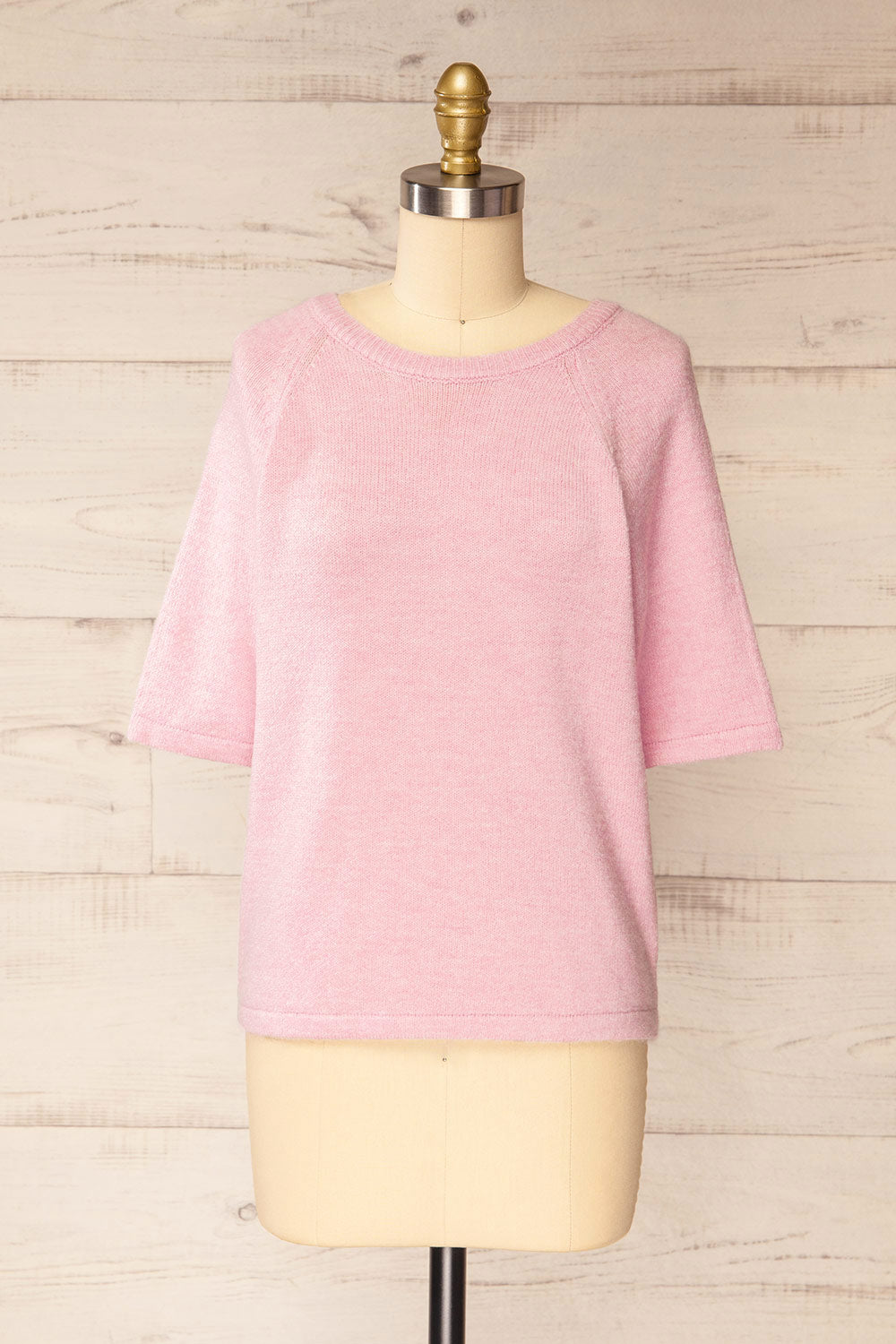 Cotonou Oversized Pink Knit T-Shirt | La petite garçonne front view