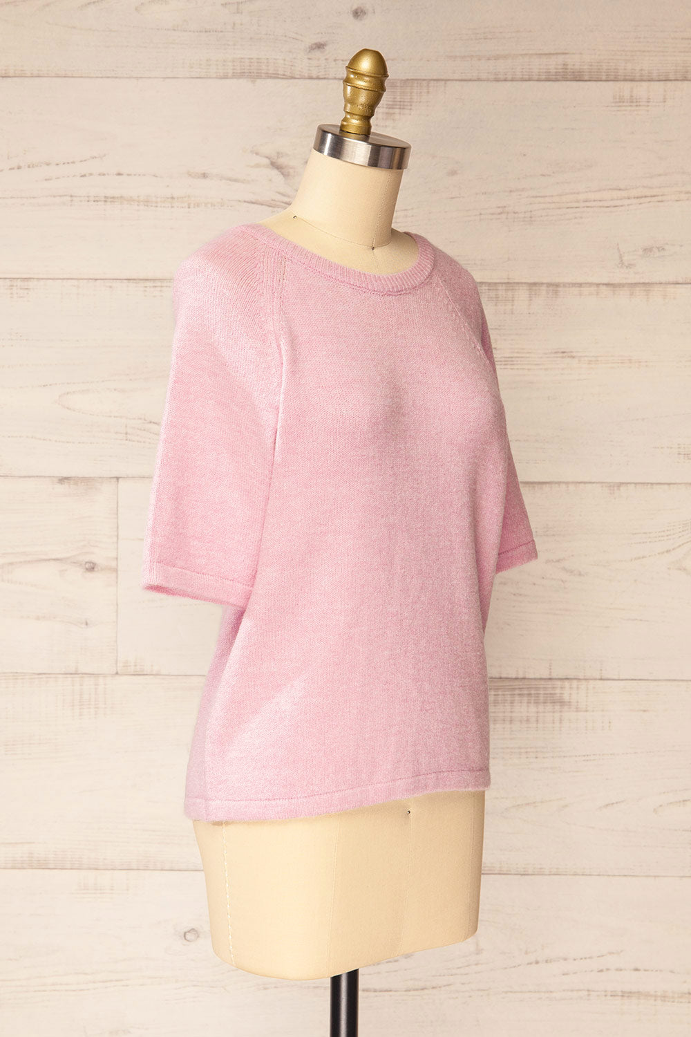 Cotonou Oversized Pink Knit T-Shirt | La petite garçonne side view