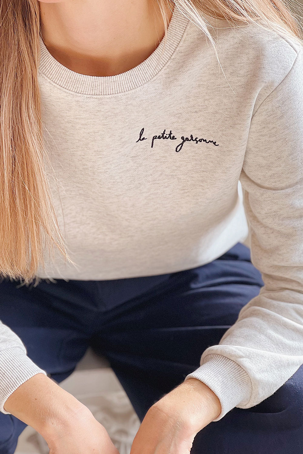Woman wearing Galway grey, a Oversized Sweatshirt Exclusive from La petite garçonne
