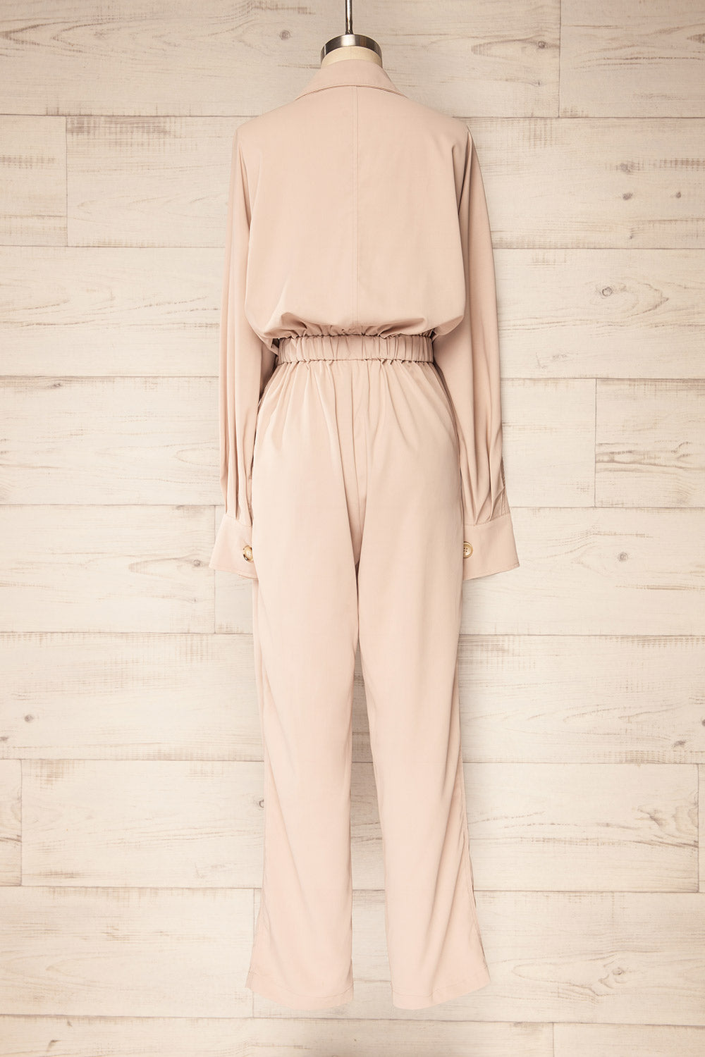 Cracovie Taupe Utility Jumpsuit w/ Long Sleeves | La petite garçonne back view