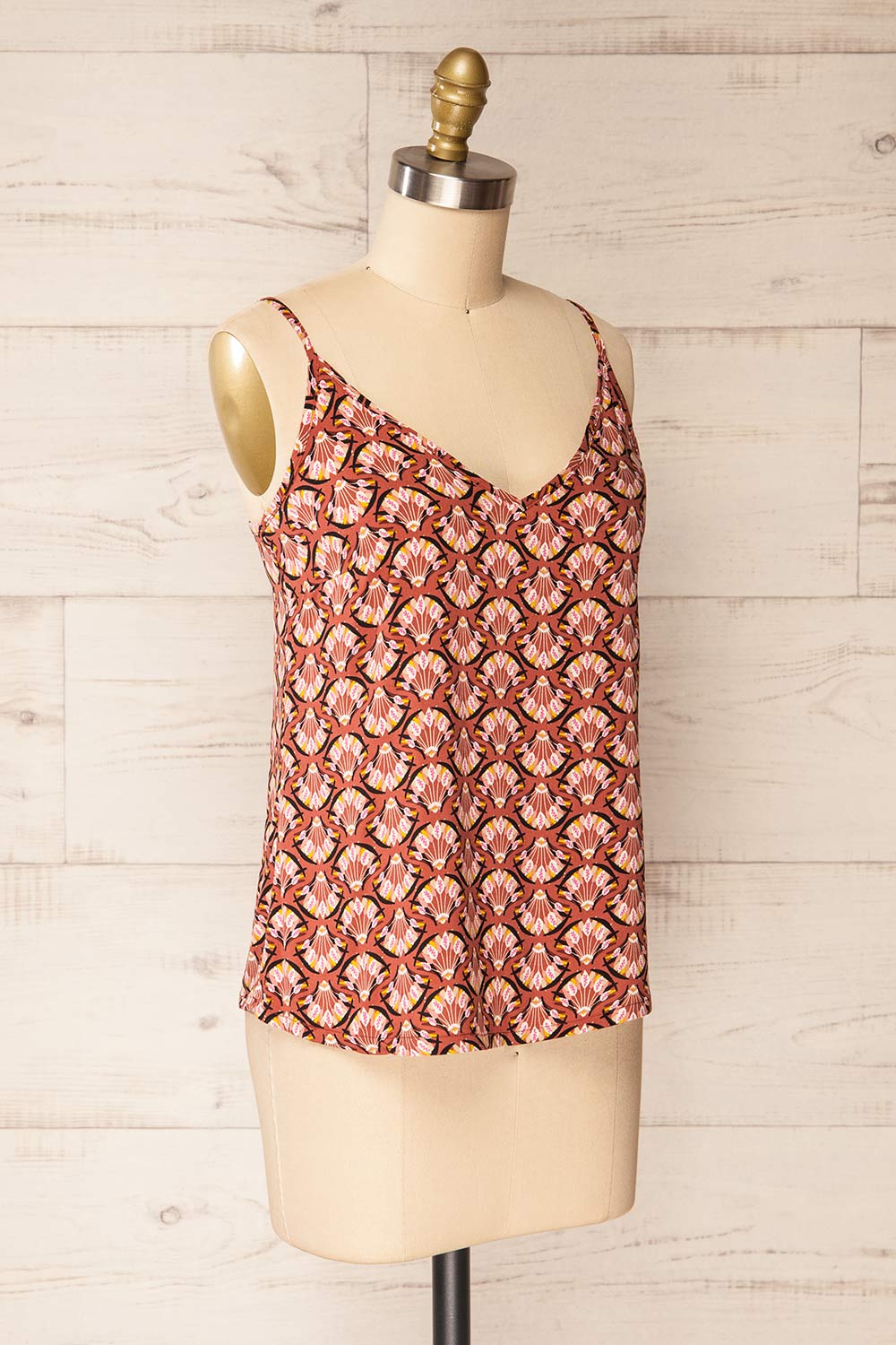 Creteil Pink Patterned Cami Top w/ Thin Straps | La petite garçonne side view