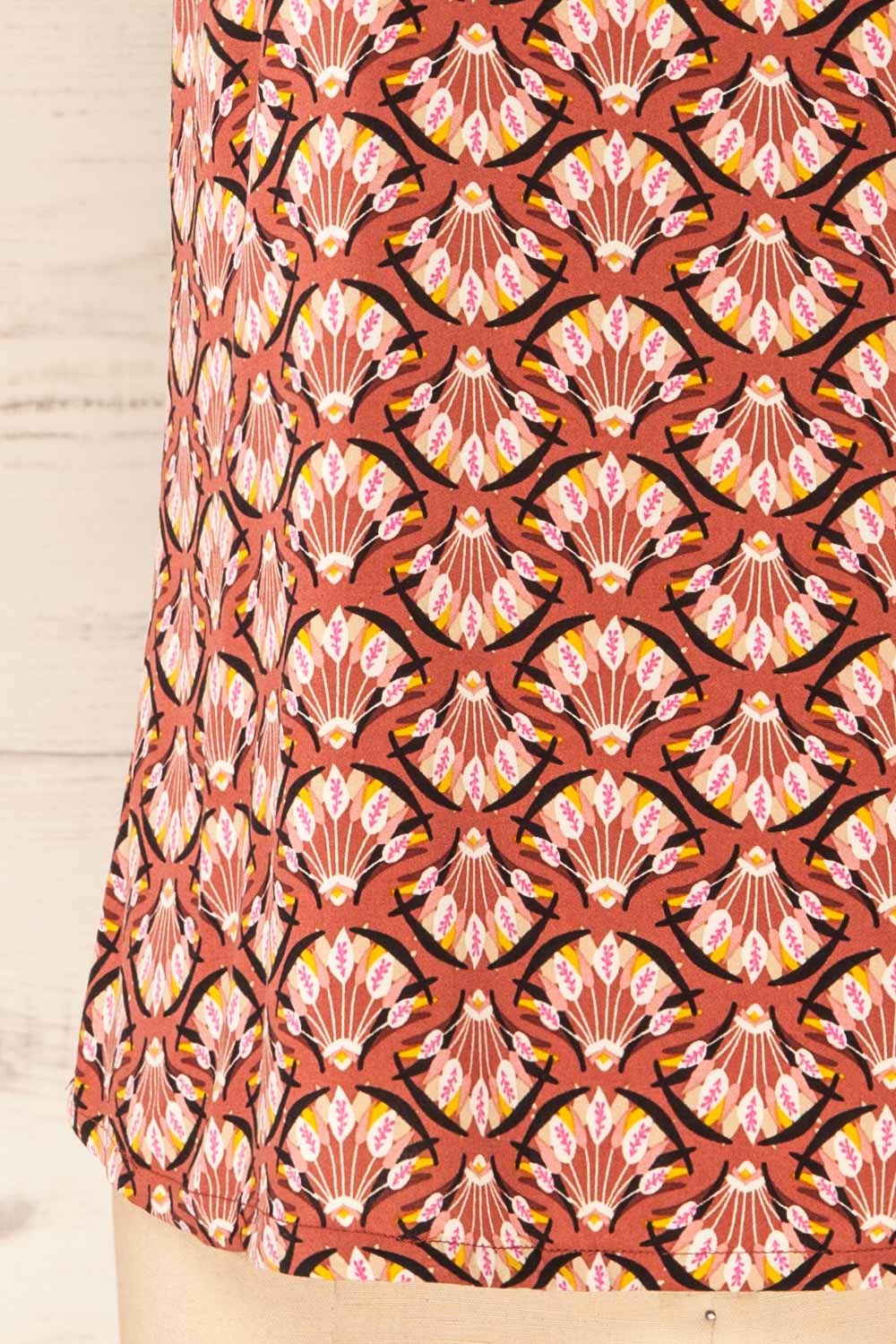 Creteil Pink Patterned Cami Top w/ Thin Straps | La petite garçonne bottom close-up