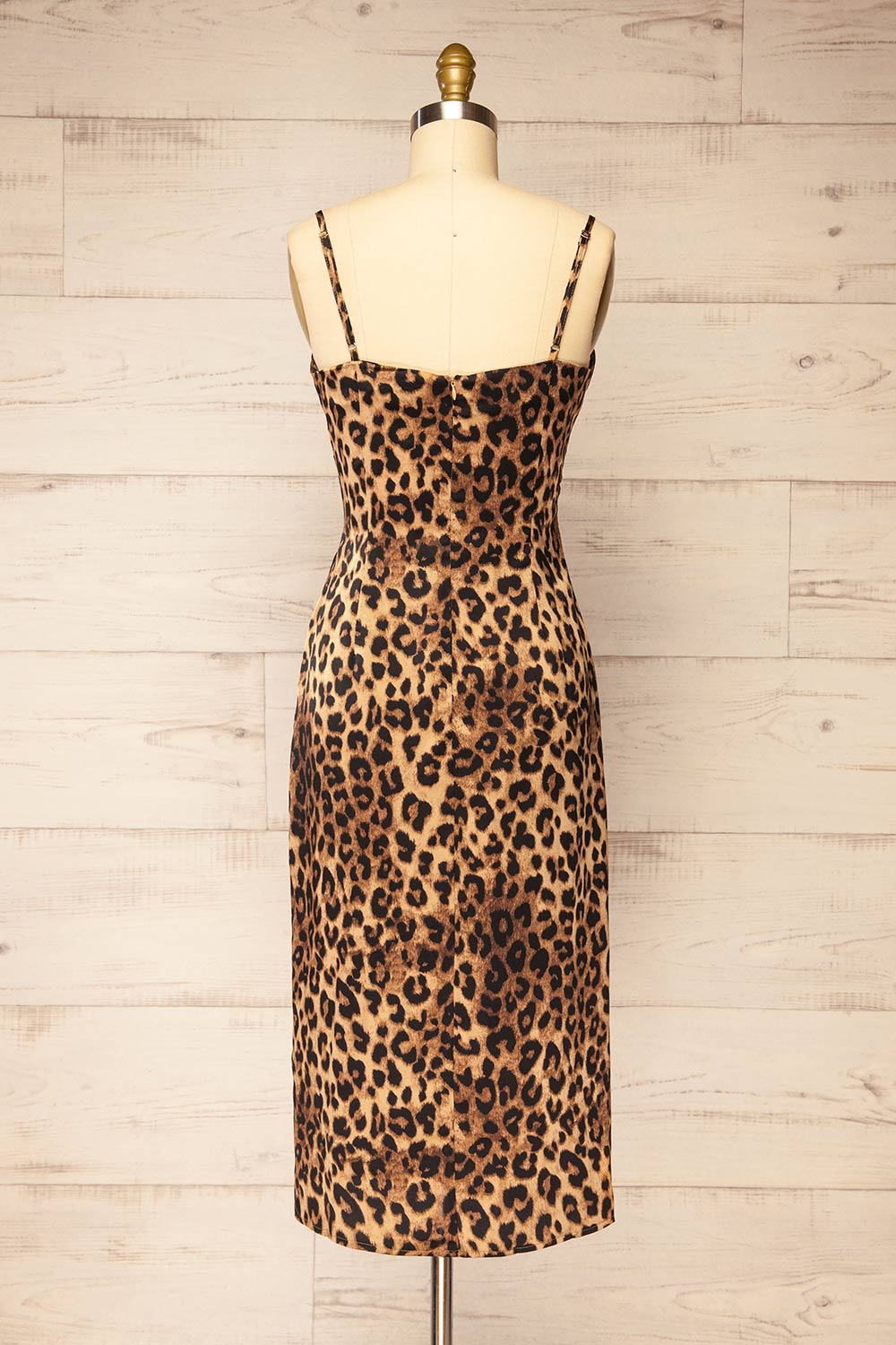 Croenen Cowl Neck Leopard Midi Dress | La petite garçonne back view