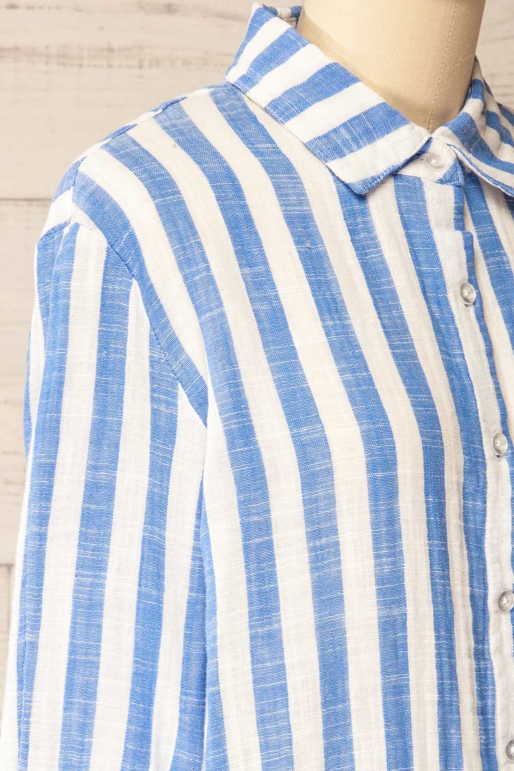 Cucuta Blue Striped Cotton Shirt | La petite garçonne side view