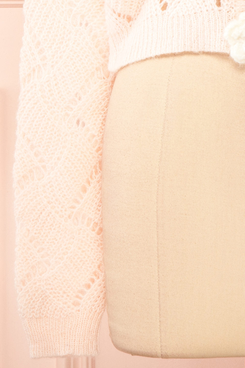 Cupidona Pink Open-work Crochet Cardigan w/ Flowers | Boutique 1861 bottom