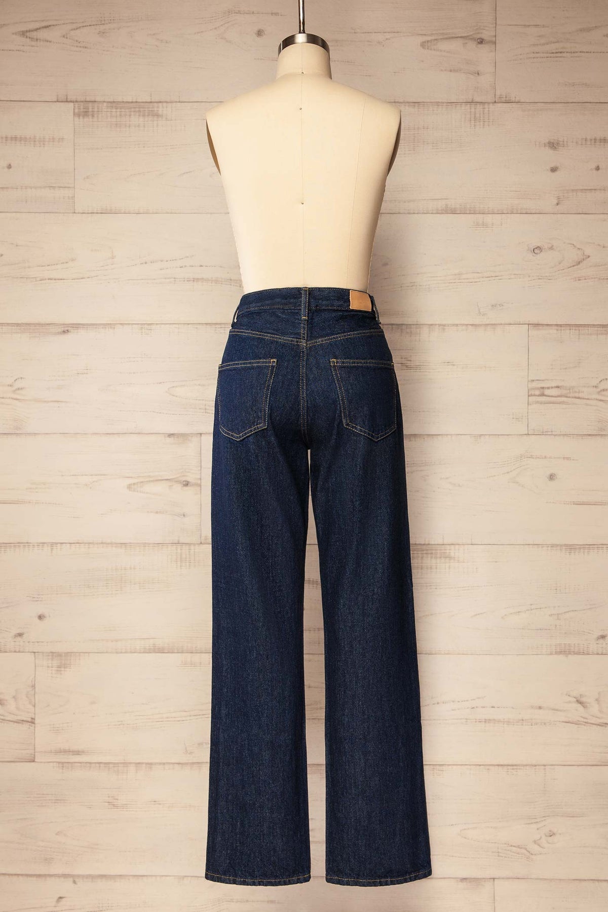 back view of Cusco Dark Blue Straight Leg Denim Pants at La petite garçonne