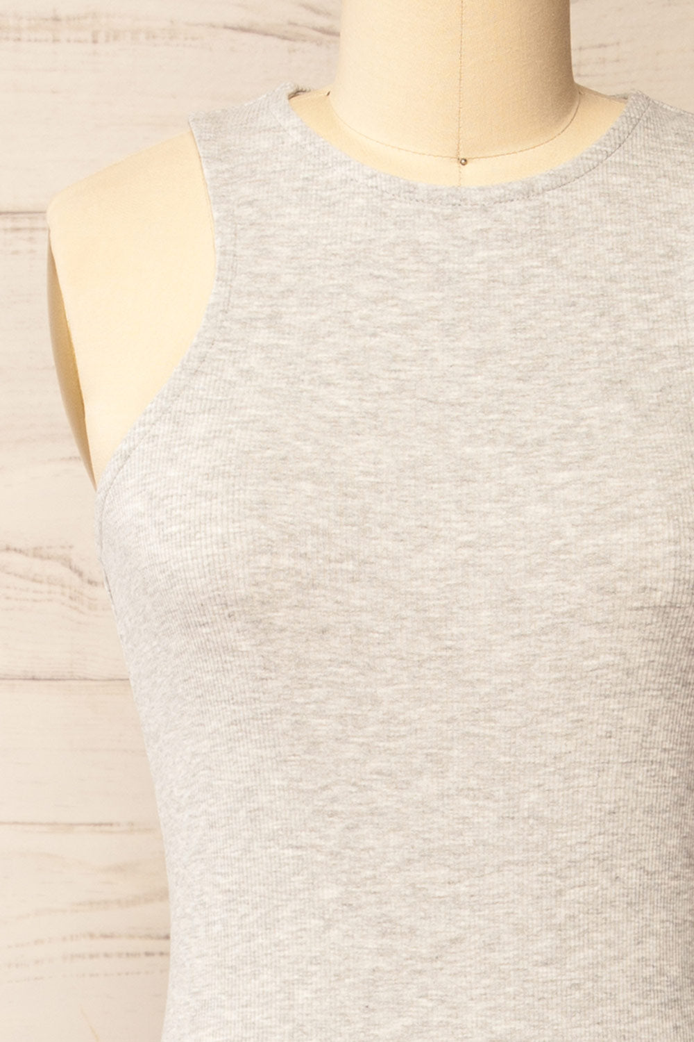 Daegu Grey Long Fitted Ribbed Dress | La petite garçonne front