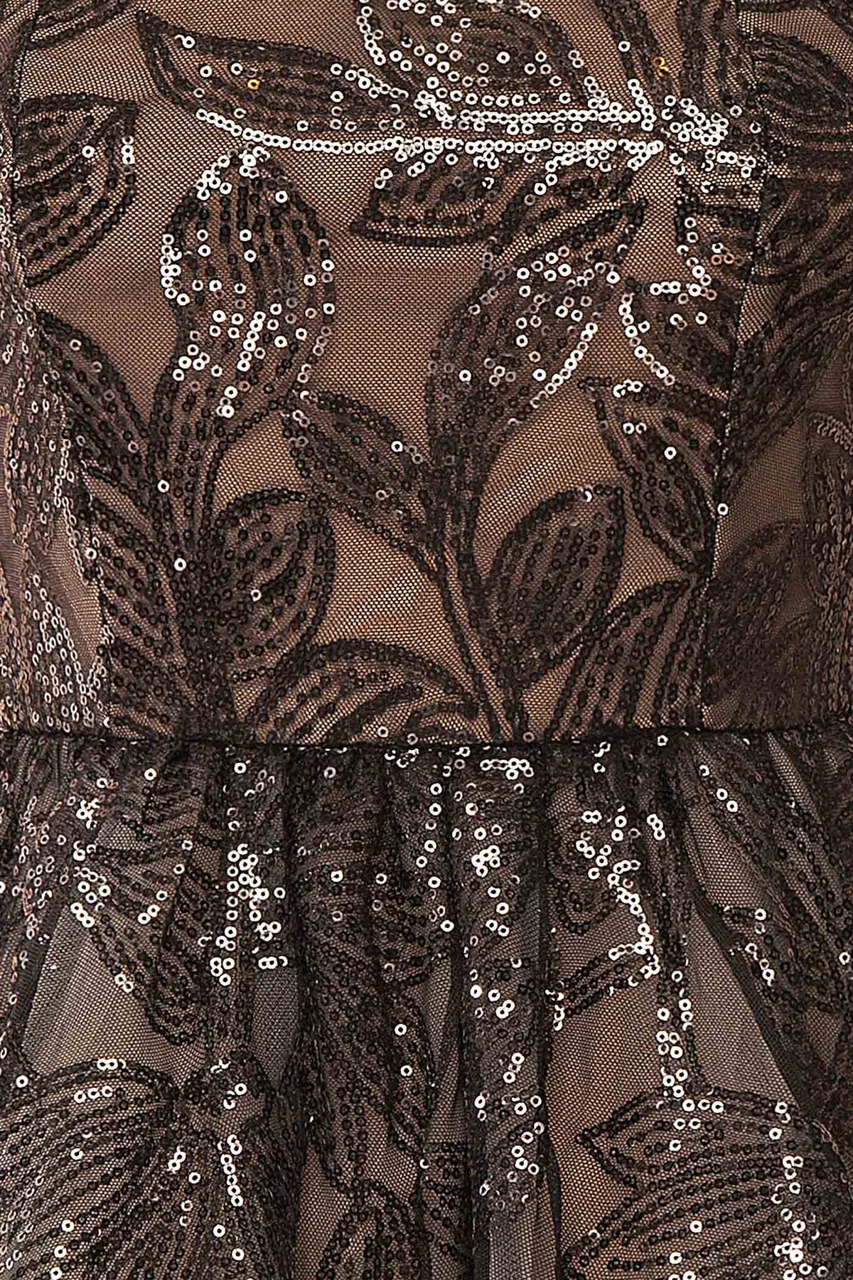 Daina Black | Strapless Sequin Floral Embroidered Mini Dress