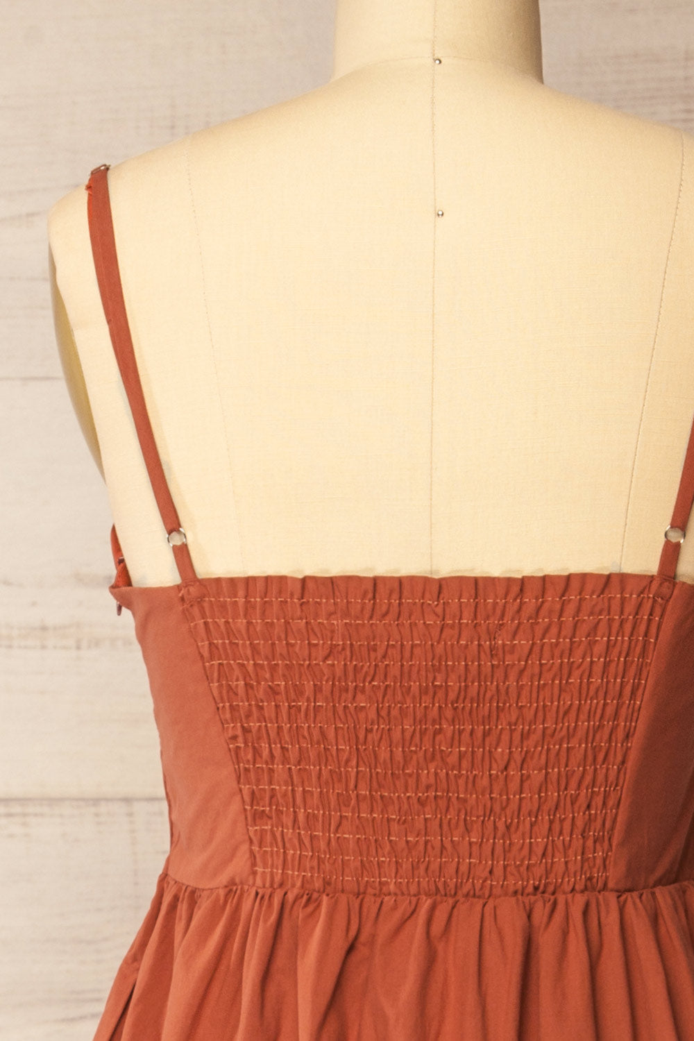 Daloa Rust Midi Dress with Bow and Pockets | La petite garçonne back