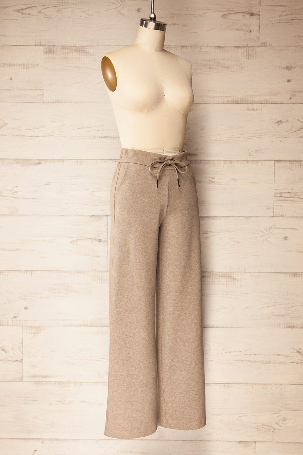 Daman Taupe Wide Leg Pants | La petite garçonne side view