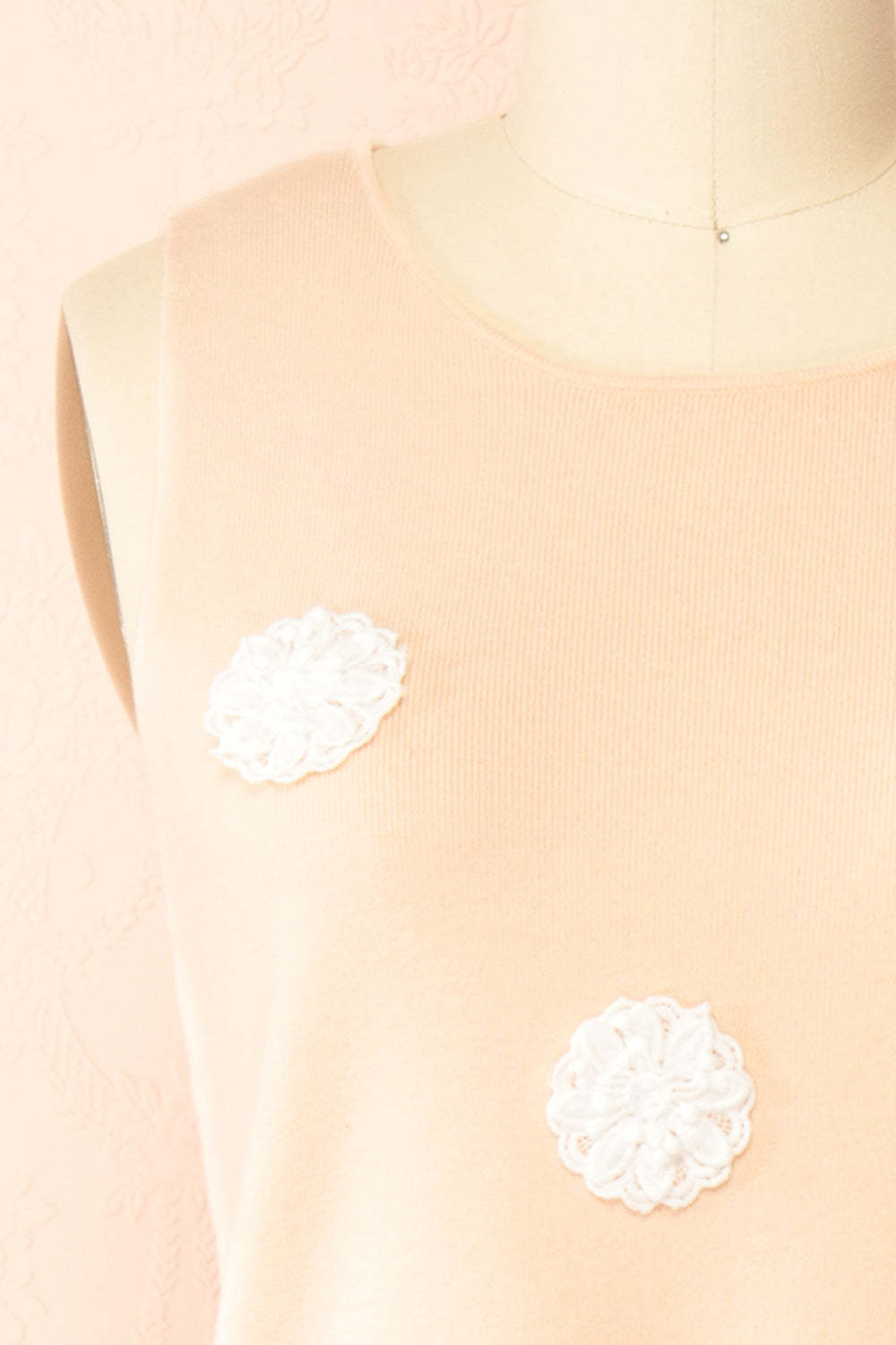 Dammar Pink Sleeveless Top w/ Floral Detailing | Boutique 1861 front