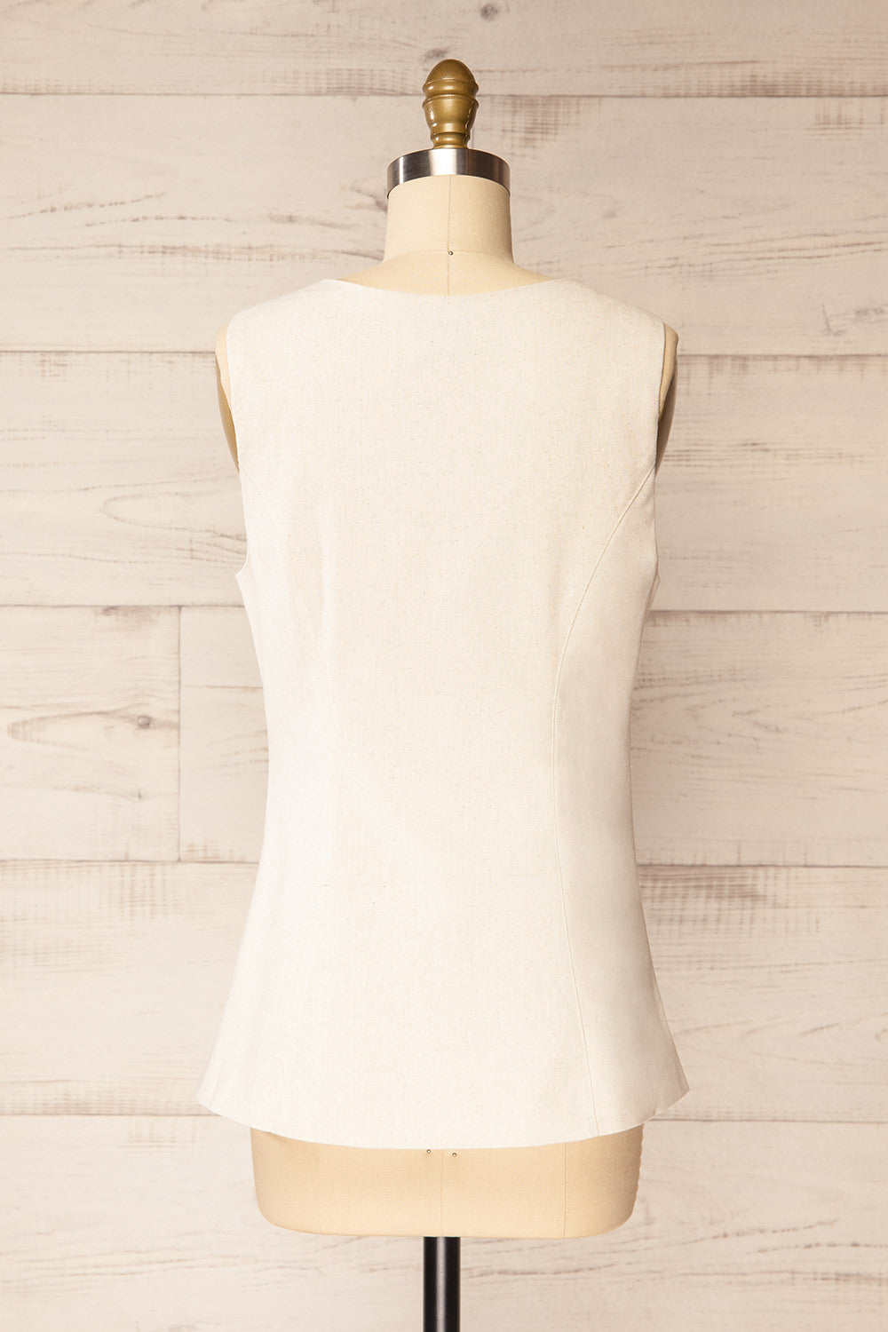 Danda Beige Longline Button-Down Vest Top | La petite garçonne back view
