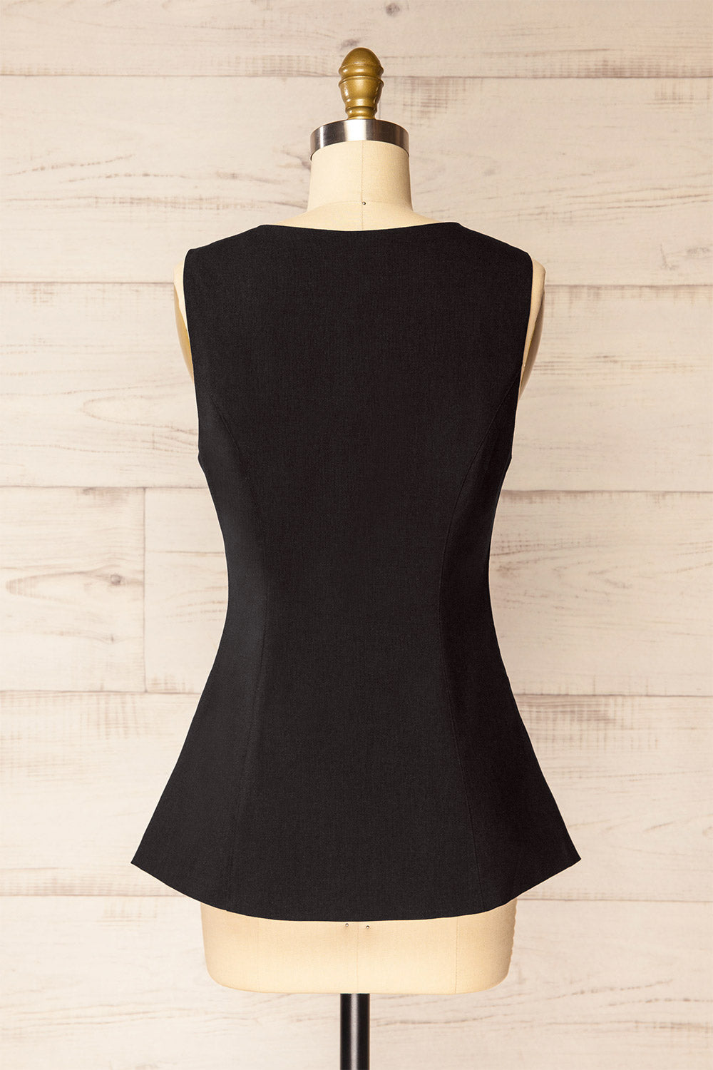 Danda Black Longline Button-Down Vest Top | La petite garçonne back view