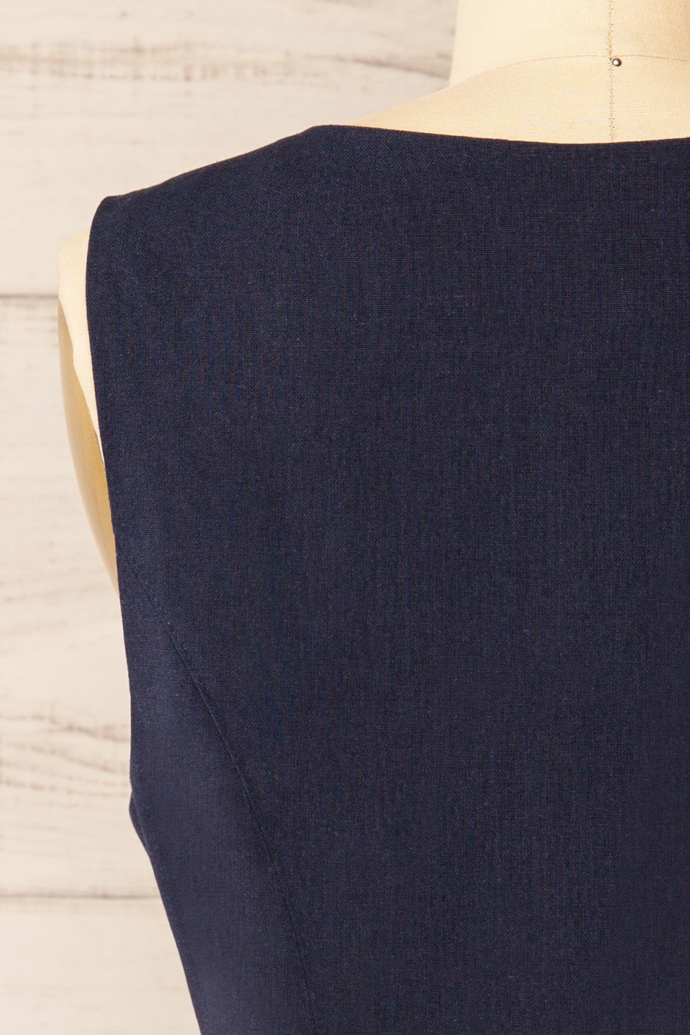 Danda Navy Longline Button-Down Vest Top | La petite garçonne back