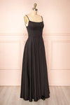 Darcy Black Maxi Satin Dress w/ Slit | Boutique 1861 side view