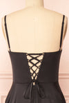 Darcy Black Maxi Satin Dress w/ Slit | Boutique 1861 back