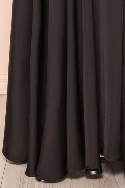 Darcy Black Maxi Satin Dress w/ Slit | Boutique 1861 bottom
