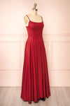 Darcy Burgundy Maxi Satin Dress w/ Slit | Boutique 1861 side view