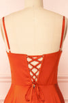 Darcy Rust Maxi Satin Dress w/ Slit | Boutique 1861 back close-up