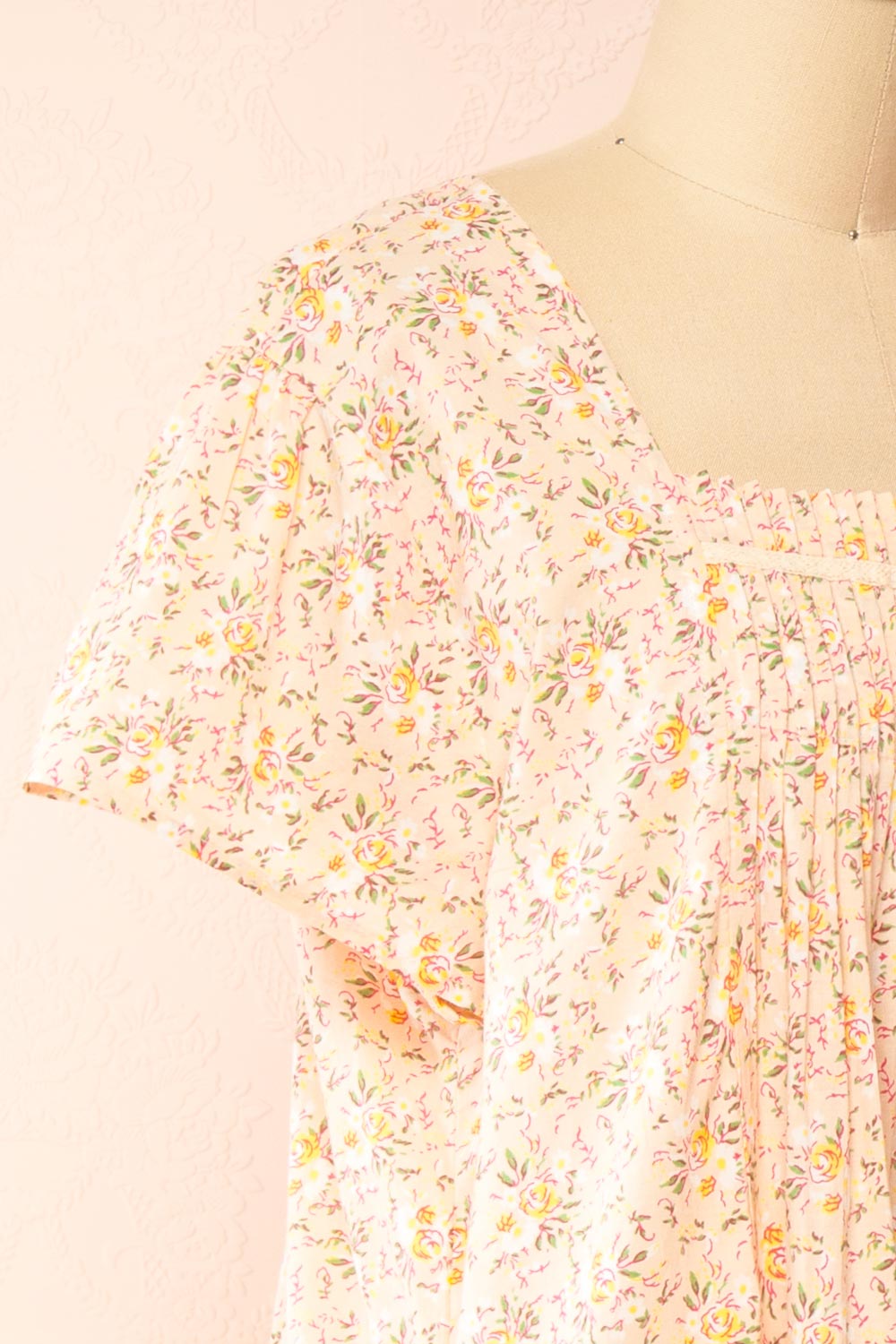 Darla Floral Pink Night Gown w/ Pockets | Boutique 1861 side