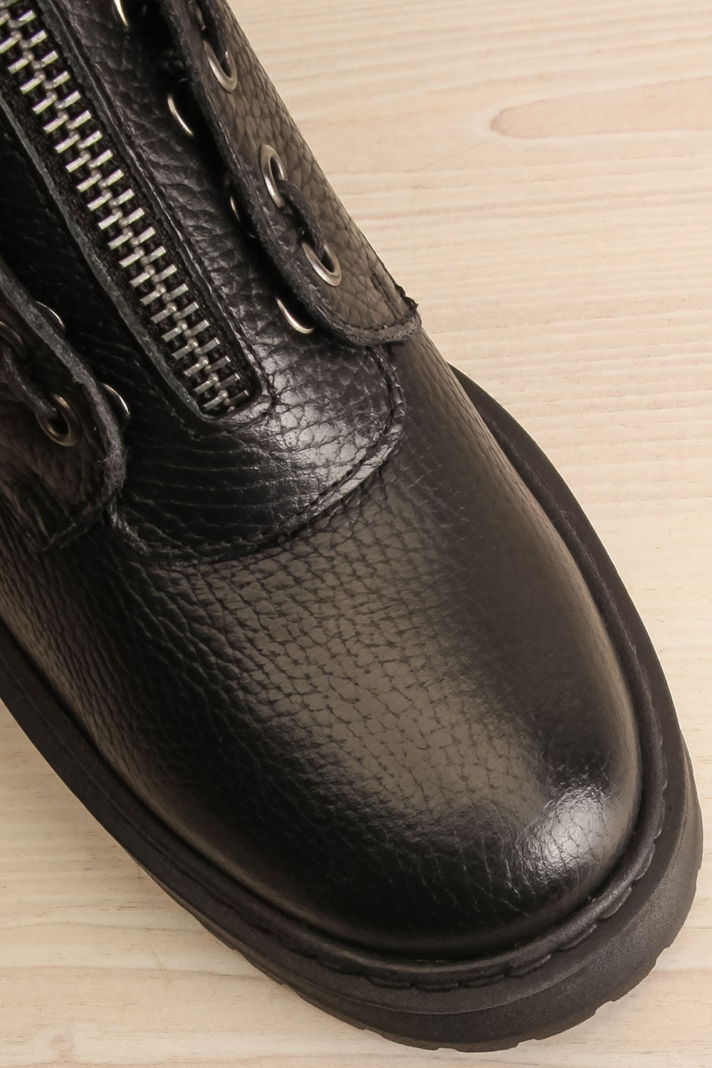 Darre Black Leather Platform Boots | La petite garçonne flat lay