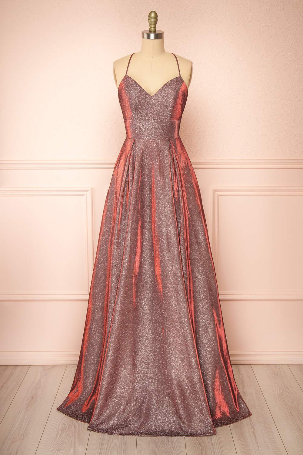 Darya Burgundy Sparkly Maxi Dress w/ Laced Back | Boutique 1861 Darya Burgundy Sparkly Maxi Dress w/ Laced Back | Boutique 1861