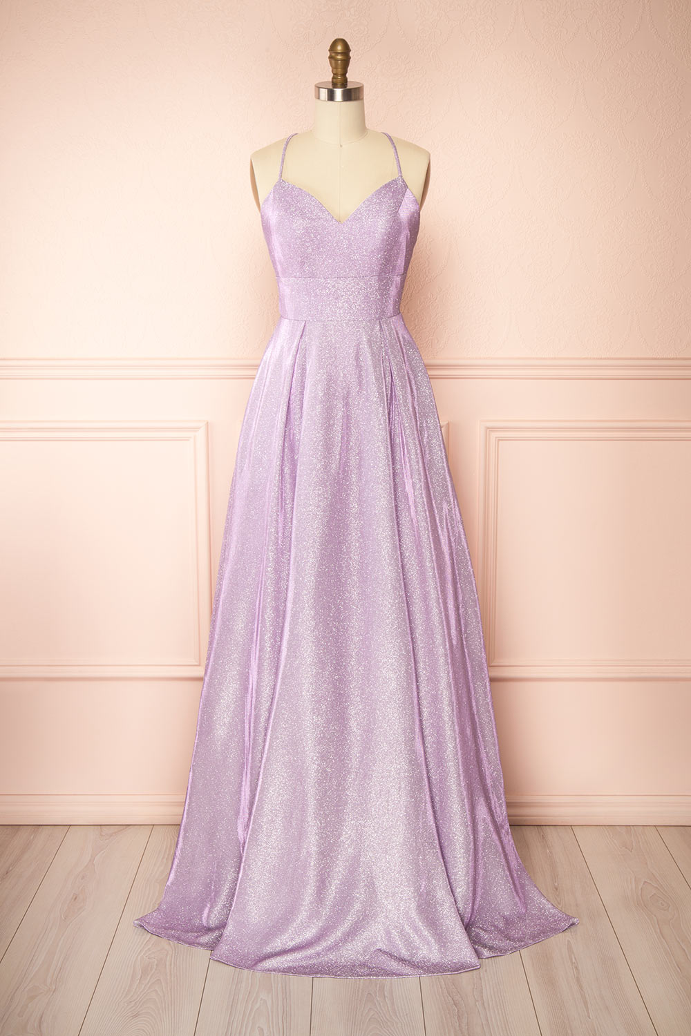 Darya Lavender Sparkly Maxi Dress w/ Laced Back | Boutique 1861 Darya Lavender Sparkly Maxi Dress w/ Laced Back | Boutique 1861