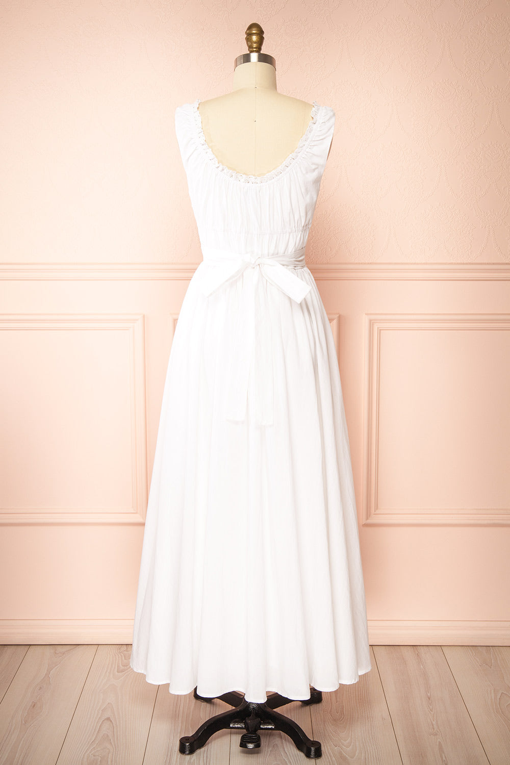 Dauphine Midi White Dress w/ Sweetheart Neckline | Boutique 1861 back view