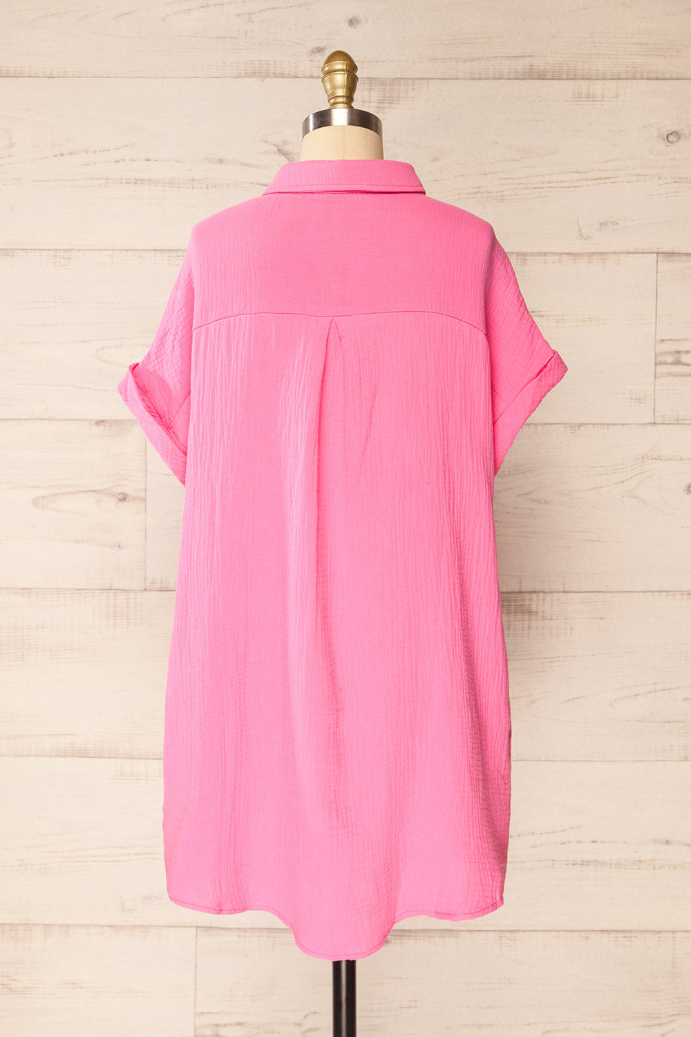 Davao Pink Short Oversized Shirt Dress | La petite garçonne back view