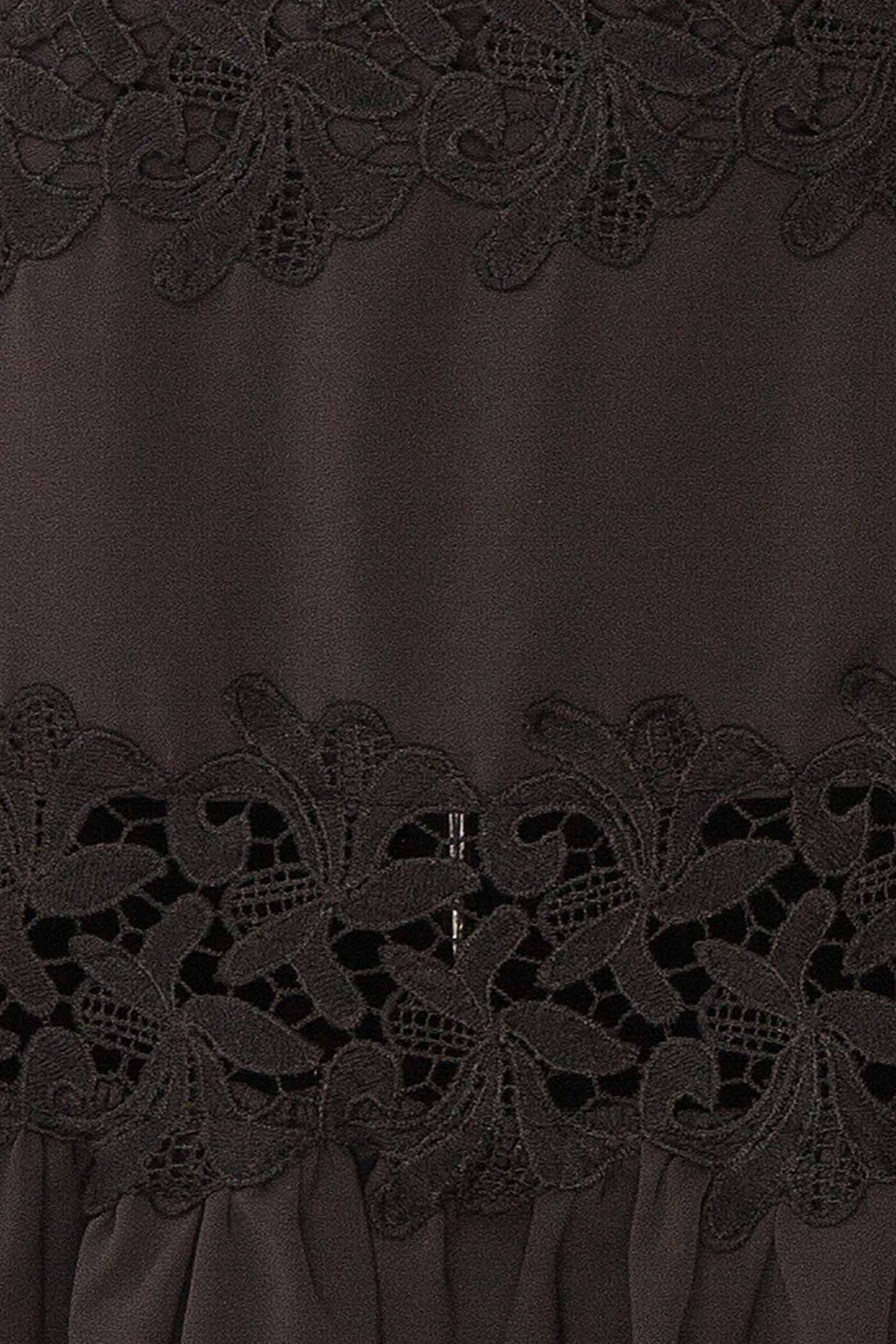 Davina Black Lace Midi Dress with Smocked Back | Boutique 1861 fabric