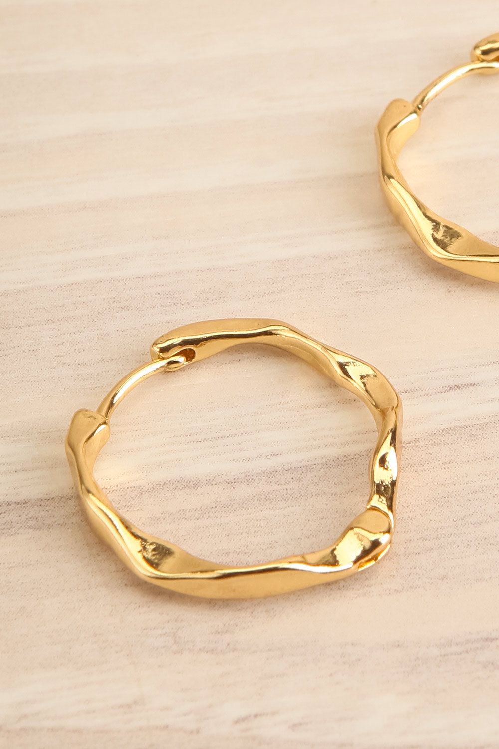 Dawna Gold Organic Gold-Plated Hoops | La petite garçonne close-up