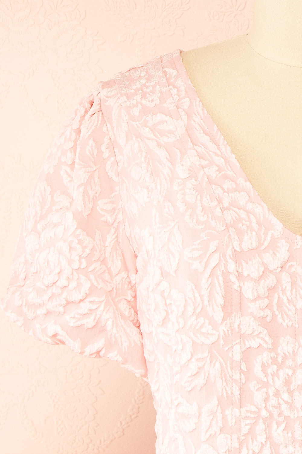 Deedee Pink Floral Short Dress with Puff Sleeves | Boutique 1861 front