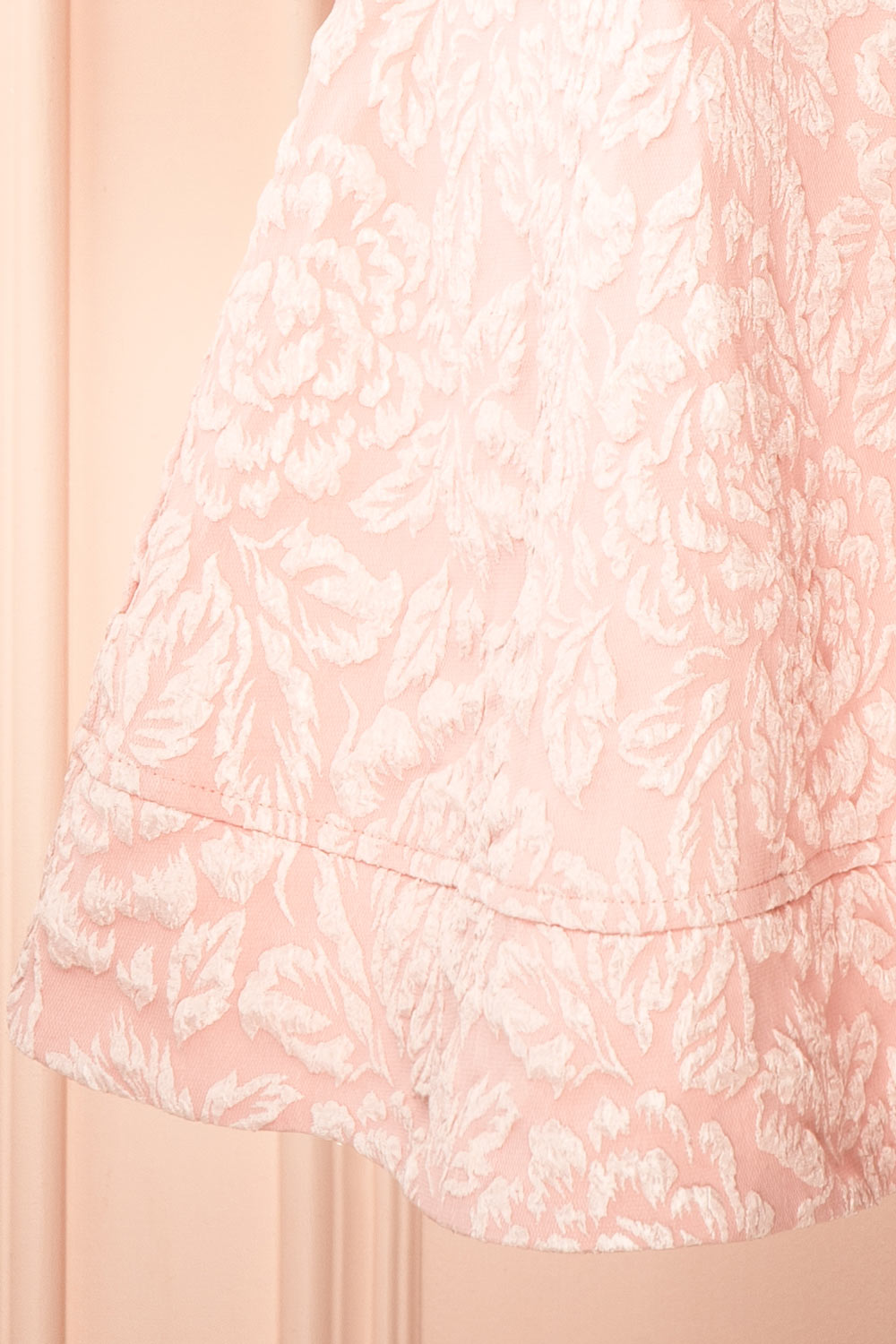 Deedee Pink Floral Short Dress with Puff Sleeves | Boutique 1861 bottom