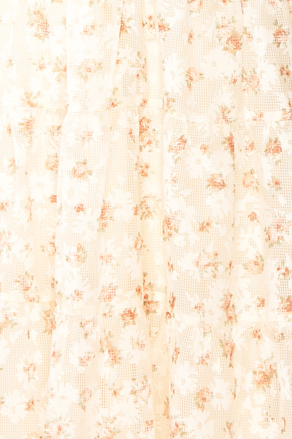 Deerla Beige Floral Midi Dress w/ Ruffles | Boutique 1861 fabric