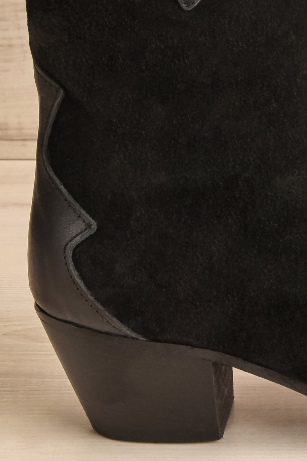 Deka Black Leather & Suede Cowboy Boots | La petite garçonne side back close-up