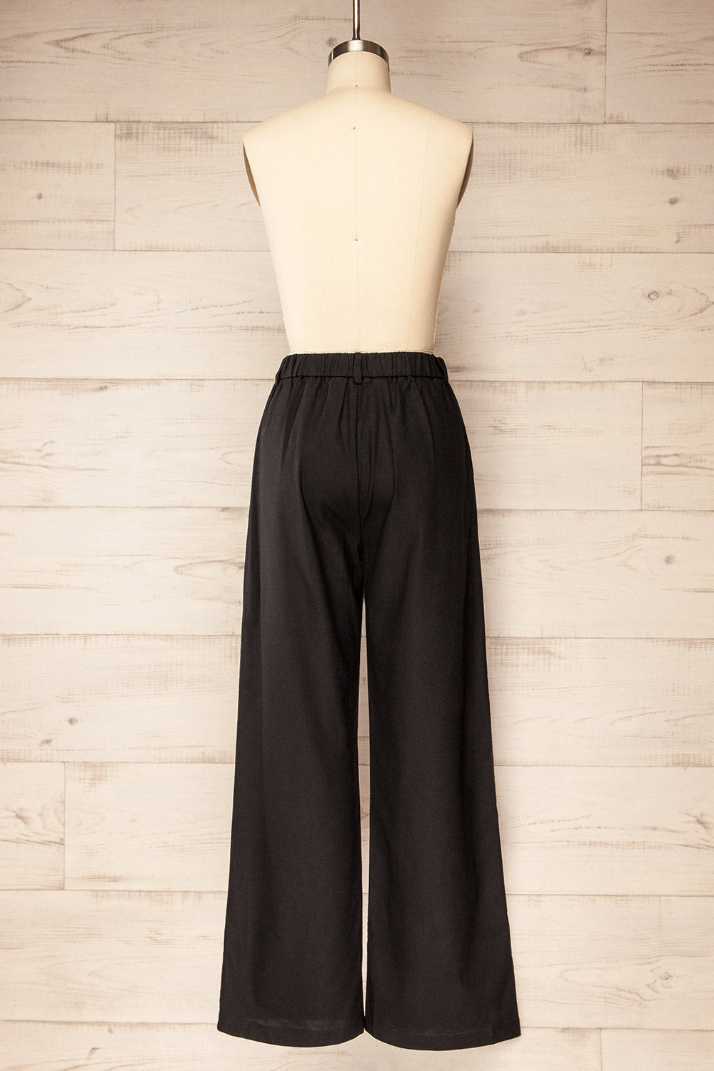 Delaney Black High-Waisted Linen Pants | La petite garçonne back view
