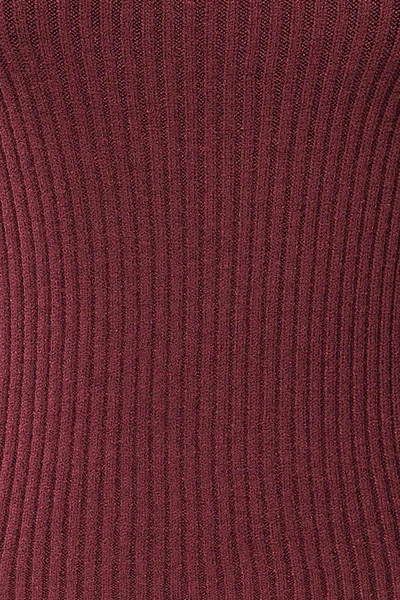 Delhi Burgundy Off-the-Shoulder Ribbed Knit Sweater | La petite garçonne fabric
