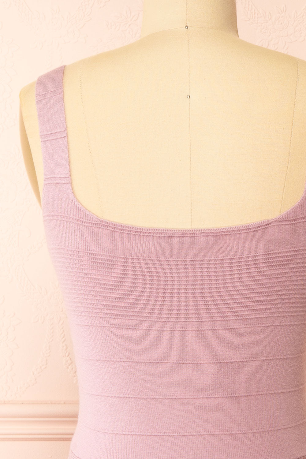 Delphen Short Mauve Ribbed Dress w/ Bows | Boutique 1861 back