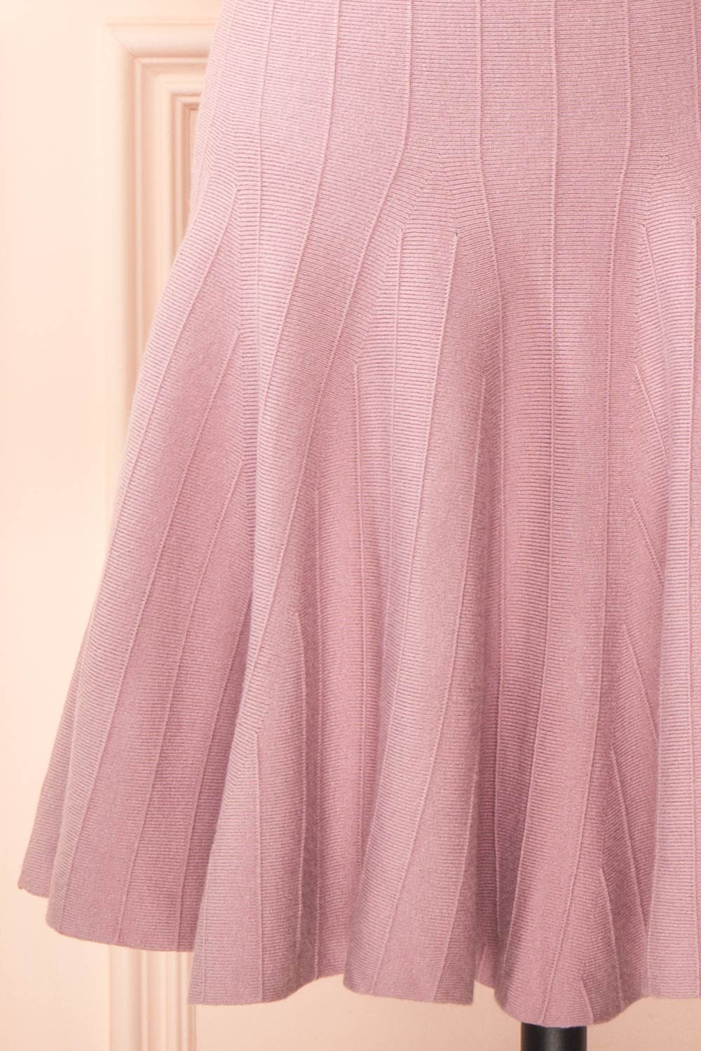 Delphen Short Mauve Ribbed Dress w/ Bows | Boutique 1861 bottom