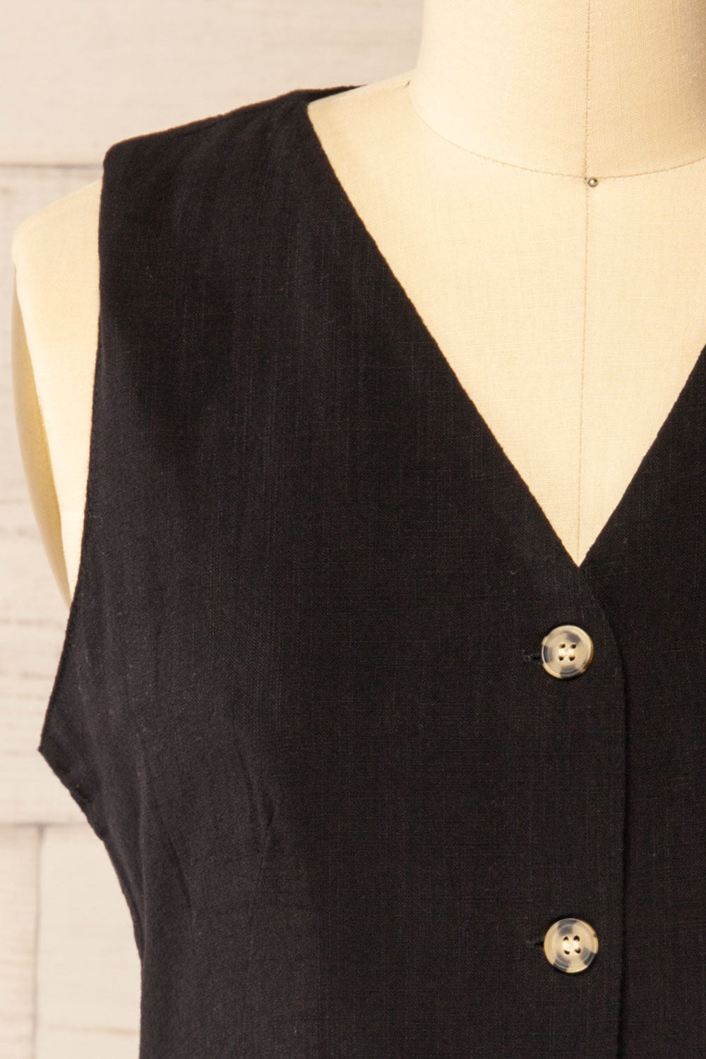 Deng Noir | Gilet Sans Manches à Boutons Marbrés