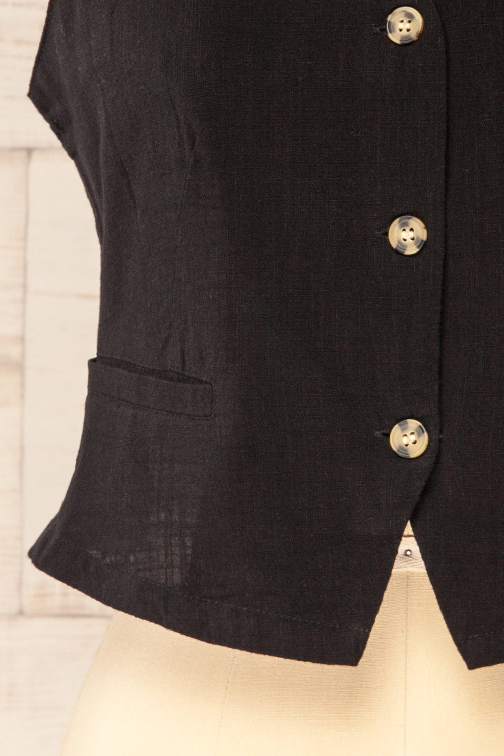 Deng Noir | Gilet Sans Manches à Boutons Marbrés