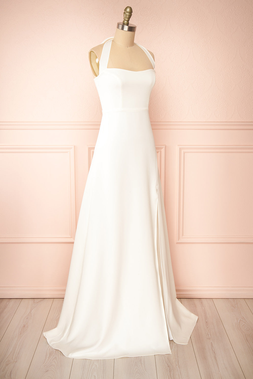 Denisia Ivory Bridal Maxi Dress w/ Train | Boudoir 1861 side view