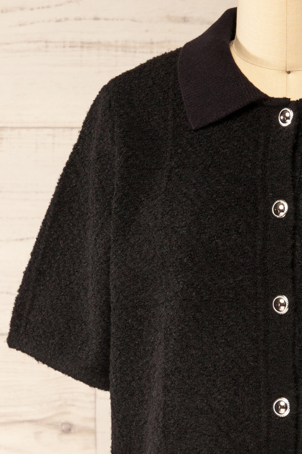 Denton Black Short Sleeve Knit Top | La petite garçonne front